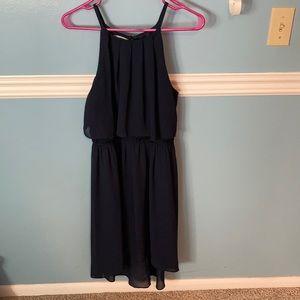 Navy blue high neck dress